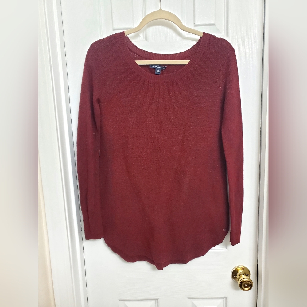 American Eagle Maroon Knit Sweater